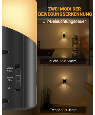 Buy Lyridz Dimmable Night Light Socket - 2-Piece LED Warm White Lamp with Motion Sensor & 3 Modes for Bedrooms Kitchen & Hallway | Ultra-High 2700K Lighting - Buy Online on SooperMarket.com