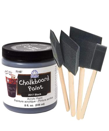 Chalkboard Paint Kit | Quality Black Chalkboard Paint with Four Foam Brushes set | Wooden Handles in 4 Sizes | Create usable Chalkboard Surfaces on Furniture, Doors, Drawers