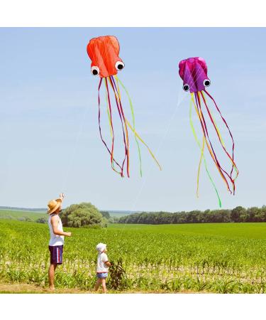 HENGDA KITE: Large Easy Flyer Octopus Kite for Kids - 31 Inches Wide - Perfect for Beach or Park - Orange & Purple - Buy Online on SooperMarket.com