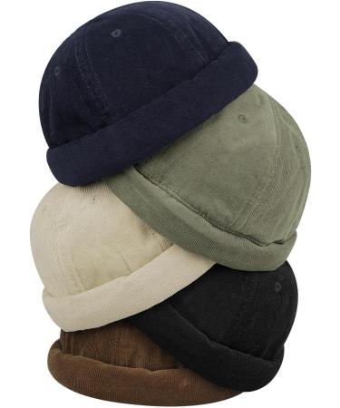Clape Cotton Docker Cap for Men - Adjustable Seemanns Cap with Corduroy Brimless Design - Perfect Fishing Beanie - HBH01-Green - Buy Online on SooperMarket.com