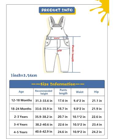 KIDSCOOL SPACE Baby Boy Girl Denim Overalls | Toddler Slim Cute Jumper 3-4 Years Light Blue-2107 - Buy Online on SooperMarket.com