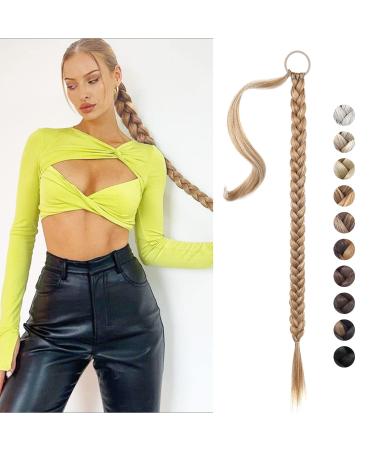 REECHO DIY Braid Ponytail Extension Long Straight Wrap Around Ponytail Hair Extensions Natural Soft Synthetic Hairpieces for Women - Golden Blonde 180g 34Inch-180g Golden Blonde