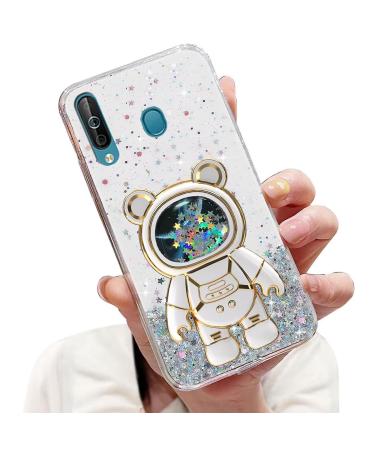 Tivenfezk Nadoli for Samsung Galaxy A40 Treibsand B r Astronaut Hidden Stand Shell caricature glitter astronaut stand Soft silicone bling cell phone case transparent protective cover Samsung Galaxy A40 clear