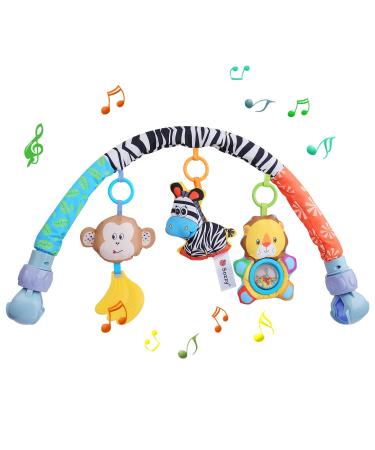 Baby sheet stroller toys for babies 0-6 months stroller toys with rattles/squeak musical sensory crib arch mobile toy strollers toy toys for newborn animal paradise