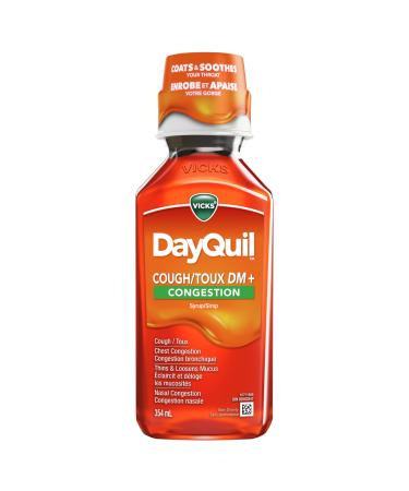 Vicks DayQuil Cough & Congestion Non-Drowsy Liquid Medicine Non-Drowsy Daytime Relief for Cough Mucus and Congestion Citrus Flavour 354ml