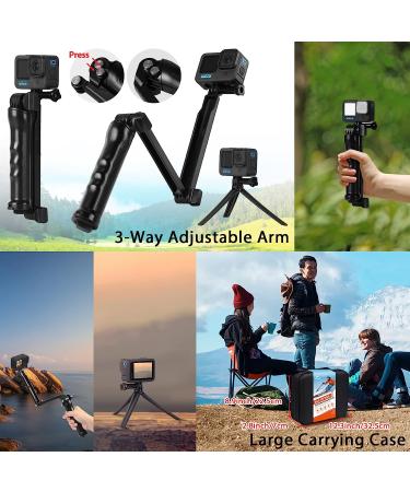 HONGDAK 63-in-1 Action Camera Accessories Kit for GoPro Hero 11/10/9 Black - Waterproof Housing, Silicone Case, Arm Strap, Mounts & More - Buy Online on SooperMarket.com