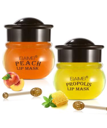 Lip Mask Lip Mask Lip Mask Pads Anti-Ageing Moisturising Lip Pads Suitable for Dry & Cracked Lips Collagen Lip Sleeping Mask for Lip Care (Peach & Honey)