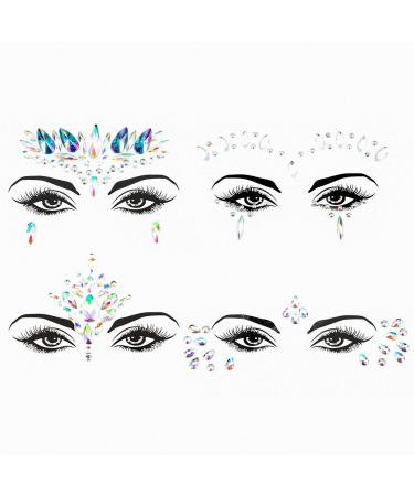 Set of 4 Rhinestone Face Jewels & Festival Gems - Crystal Lemon Temporary Tattoos - Buy Online on SooperMarket.com