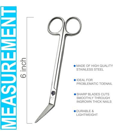 Long Handled Toenail Scissors Clippers - Stainless Steel for Seniors - 6 Inch Podiatrist Manicure Pedicure Tool - Buy Online on SooperMarket.com