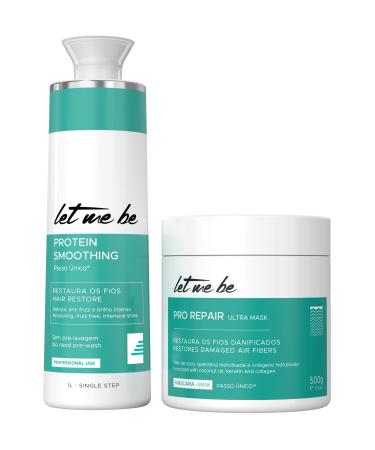 Let Me Be Smoothing Protein 1L/33.8fl.oz + Deep Repair Mask 500ml/16.90fl.oz Haircare Duo - Professional Strength Treatment and Mask