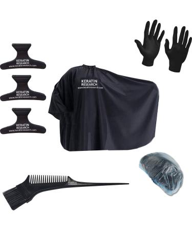 STARTER TOOL KIT FOR Brazilian Keratin Blowout Treatment and Hair Straightening & Coloring Tools Kit Hair Dresser Cape Coloring Brush/comb Hair Clips Disposable Gloves and Shower Cap