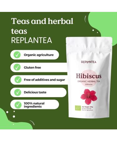 Hibiscus Tea Organic 200g +100 Cups | Hibiscus Flower for Teas Ice Teas or Karkade | REPLANTEA - Buy Online on SooperMarket.com