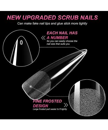 240PCS Clear Stiletto Nail Tips - Soft Gel False Nails for Salon-Quality Manicures at Home - Press On Nails in 12 Sizes - Square Nail Tips for DIY Extension - AOREAM - Buy Online on SooperMarket.com