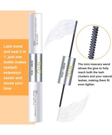 B&Q Eyelash Bond and Seal 10ML - Long Lasting Waterproof Lash Glue for Cluster Lashes - 48-72 Hours Hold - Includes Mascara Wand - Clear 10ML - Buy Online on SooperMarket.com