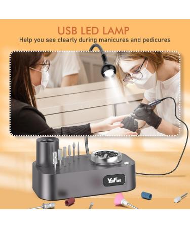 Yafex 11-in-1 Nail Milling Mills - 35000 RPM Electric Nail Cutter & Manicure Set with LED Lamp for Gelnails - Professional Pedicure & Nail File in Gray - Buy Online on SooperMarket.com