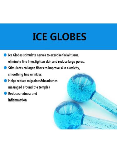 Quartz Glass Ice Roller 2Pcs Set for Hot Cold Therapy Skin Care - Reusable Ice Globes for Neck and Facial Massager - Reduces Redness and Inflammation - Promotes Blood Circulation - Blue - Buy Online on SooperMarket.com