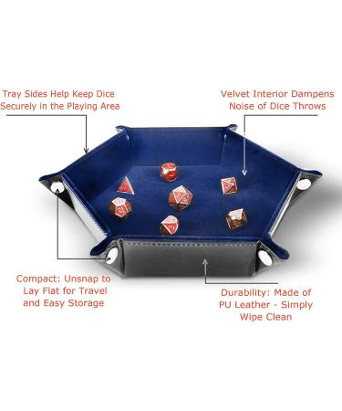 RNK Gaming Folding Hexagon Dice Tray - PU Leather and Blue Velvet for DND Dice Rolling Games - Buy Online on SooperMarket.com
