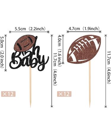 24 Pack Oh Baby American Football Cupcake Toppers Glitter Rugby Ball Oh Baby Cupcake Picks for Super Rugby Sports Theme Baby Shower Kids Birthday Party Cake Decorations Brown 1-oh Baby - Buy Online on SooperMarket.com