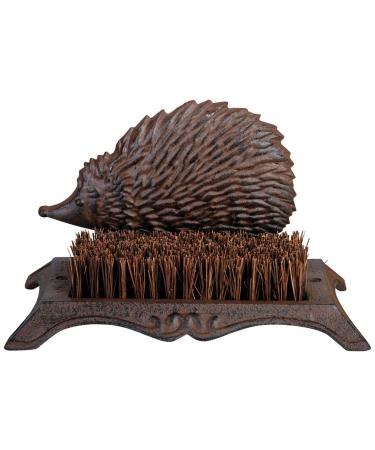 MAISONICA Hedgehog Shaped Cast Iron Shoe Scraper Boot Brush Brown