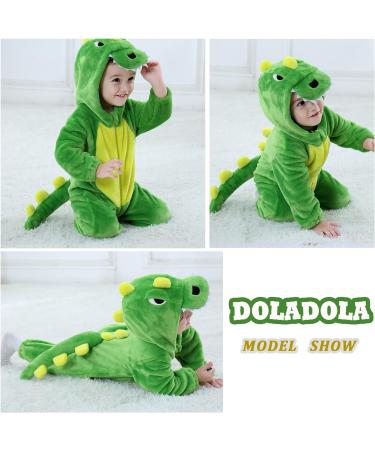 Doladola Unisex Baby Boys Girls Flannel Green Dinosaur Romper Jumpsuit 6-12 Months - Buy Online on SooperMarket.com