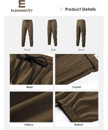 Elegancity Men's Cargo Jogger Pants with Drawstring Waist - 40, Brown - Buy Online on SooperMarket.com