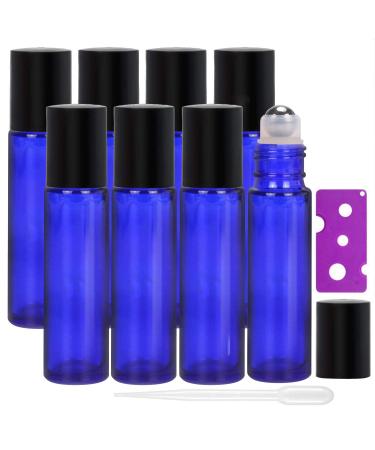 Alldomain 8Pcs 10Ml Cobalt Blue Roller Bottles with Stainless Steel Roller Balls