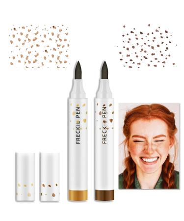 Freckle Pen Artificial Fake Freckles Create Fashionable Natural Freckles Makeup Waterproof Long Lasting Soft Dot Sopt Pen for Face Makeup(Dark Brown and Light Brown )