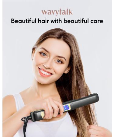 Wavytalk Pro Titanium Flat Iron 2 In 1 Hair Straightener and Curling iron 170 -450 Faster Heating Up Convenient Hair Tools with Dual Voltage LCD Display Matt Black - Buy Online on SooperMarket.com