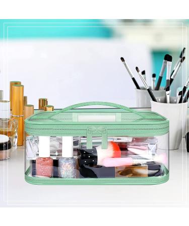 3-Piece Clear Makeup Bags Cosmetic Toiletry Travel Set for Women - Waterproof PVC Storage Pouch Organizers with Handle in Pink, Green, Black - Buy Online on SooperMarket.com