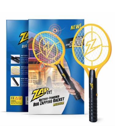 Zap it! Bug Zapper- rechargeable mosquito fly and mosquito killer bug zapper racket- 4 000 volts- USB charging superhelle LED light for zapping in the dark- safe (medium) medium- 1 pack