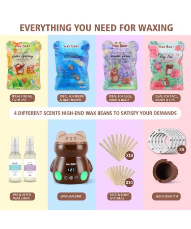 Waxing Kit Wax Warmer with Touch Screen Display and 4 Bags of Hard Wax Beans - Best Home Hair Removal Kit for Sensitive Skin Women - Buy Online on SooperMarket.com