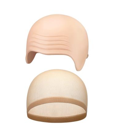 2 Pieces Bald Cap Makeup Latex Bald Head Wig Caps Bald Hat Cosplay Costume Accessories for Adults Teens (Novel Style) As Picture Shown