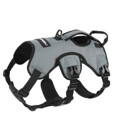 Rabbitgoo Breaking -proof dog harness Medium -sized dogs with handle anti -train safety cuddling dog breathable adjustable breast dishes padded dog vest panic crockery gray l l (1 Pack) gray