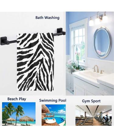Naanle Stylish Zebra Seamless Pattern Hand Towel (16 x 30) - Highly Absorbent & Multipurpose for Bathroom, Hotel, Gym & Spa - White & Black Zebra Print - Buy Online on SooperMarket.com