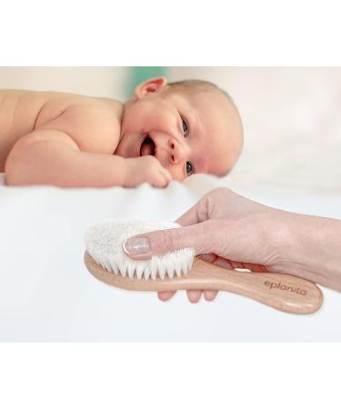 eplanita Baby Hair Brush and Comb Set for Newborns & Toddlers - Wooden with Natural Goat Bristles - Ideal for Cradle Cap, Massage, and Teething Relief - Perfect for Baby Registry or Baby Shower - Buy Online on SooperMarket.com