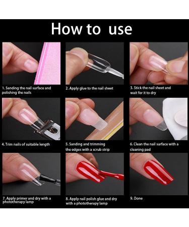 240PCS Medium Coffin Gel Nail Tips Set - Pre-Buffed Artificial Nails Kit - Buy Online on SooperMarket.com