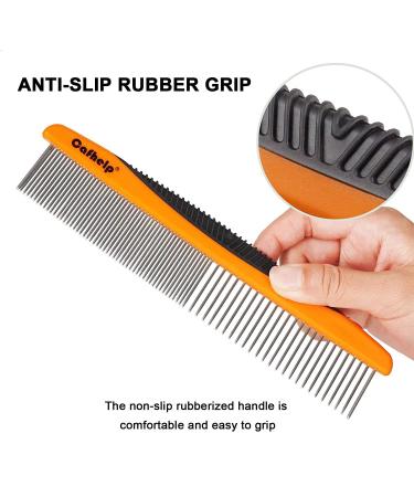 Cafhelp Metal Dog & Cat Comb | Stainless Steel Teeth, Non-Slip Grip Handle | Professional Grooming Tool for Tangles & Knots | Greyhound Comb for Long/Short Haired Pets - Buy Online on SooperMarket.com