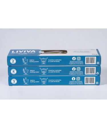 LIVIVA Low Carb High Protein KETO Pasta Trial Pk (1 Linguine 1 Spaghetti 1 Fettuccine) 135 g Protein per Box with Pea Protein & Konjac Flour - 8g Net Carbs Diabetic-Friendly - Ready to Eat in 3 4 mins - Healthy Al Dente Pasta - Buy Online on SooperMarket.com