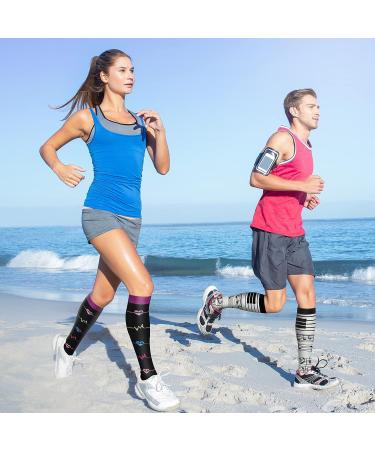 QUXIANG Compression Socks 15-20 mmHg for Women & Men - Medical Grade for Running, Nursing, Travel - Large-X-Large, 015 Black/Blue/Red/Green/White/Pink - Buy Online on SooperMarket.com