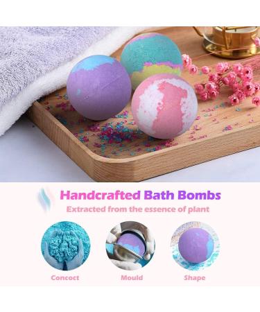 Mother's Day Gift Set: 6 Handmade Organic Bath Bombs with 3 Scented Candles - Bath Set Gifts for Women, Mom, Kids - Blue - Buy Online on SooperMarket.com