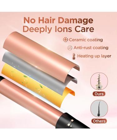 5 in 1 Wand Curling Iron Set - Kinked Curls Flat Iron & 3 Ceramic Barrels - Fast Heat Rose Gold Hair Waver Curler - Buy Online on SooperMarket.com