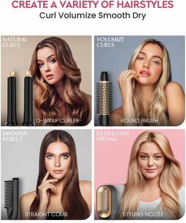 WEEYUM 5-in-1 Professional Air Styler: Hair Dryer Brush with Auto Curler Round Brush & Straight Comb High Speed 110 000 RPM Motor for Perfect Styling - Buy Online on SooperMarket.com