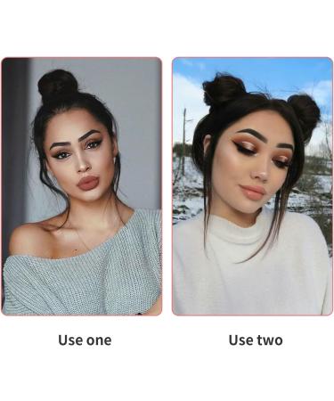 2PCS Mini Claw Fake Buns Hair Donut Chignon Clip in Scrunchies Natural Black - Buy Online on SooperMarket.com
