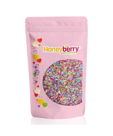 HONEYBERRY INCLUSIONS Small 8 Colour Sugar Strands Mix 200g - Premium Edible Decorating Vermicelli Sprinkles for Baking Cupcake and Cake Decorations Ice Cream Dessert and Icing Decoration Toppers 8 Colours Sugar Strands
