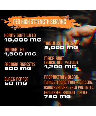 16000MG Horny Goat Weed Capsules with Tribulus Terrestris, Tongkat Ali, Maca - Strength, Stamina & Endurance Support - Buy Online on SooperMarket.com