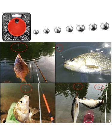 Premium Fishing Lye Set - 160 Lead Grain Weights with Storage Box | 7 Sizes for Versatile Angling | Removable Lead Shot for Optimal Performance - Buy Online on SooperMarket.com