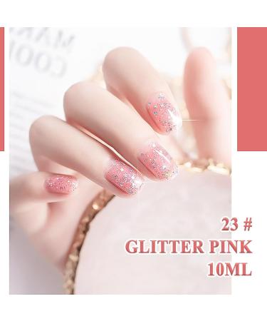 TBeautfave Pink Glitter Nail Polish Glitter Nail Polish Quick Dry Long Lasting Nail Varnish - Water Based No Need Cure Nail Gel Polish Non-Toxic Breathable Nail Polish Home Nail Art 23 - Buy Online on SooperMarket.com