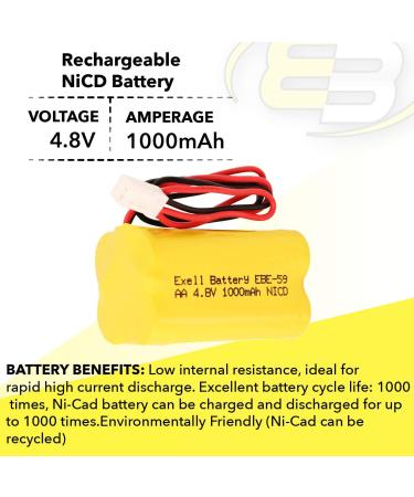 Buy 2-Pack Exell 4.8V 1000mAh Emergency Lighting Battery - Compatible with Lithonia OSA004 Astralite Day-Brite & More - International Shipping Available - Buy Online on SooperMarket.com