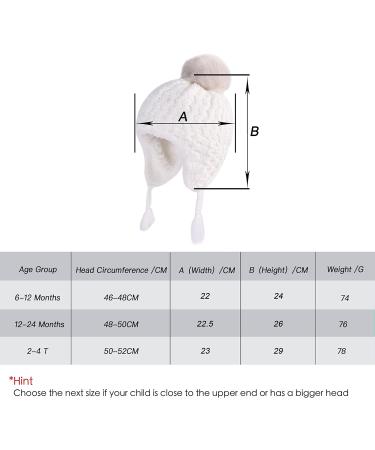 LANGZHEN Toddler Winter Hat Earflap Knit Cap Fleece Lined Beanie - White (6-12 Months) - Buy Online on SooperMarket.com
