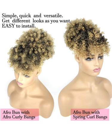 Afro Puff Drawstring Ponytail with 2 Replaceable Bangs Afro High Puff Bun with Spring Curl Bangs and Afro Puff Bangs Clip in Hairpieces Pineapple Updo Ponytail with Bangs (T1B /27) 1 ponytail+ 2 bangs T1B/27 - Buy Online on SooperMarket.com